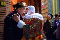 Binche festival carnival in Belgium Brussels. Belgium, carnaval of Binche. UNESCO World Heritage Parade Festival. Belgium, Walloon Municipality, province of Hainaut, village of Binche. The carnival of Binche is an event that takes place each year in the Belgian town of Binche during the Sunday, Monday, and Tuesday preceding Ash Wednesday. The carnival is the best known of several that take place in Belgium at the same time and has been proclaimed as a Masterpiece of the Oral and Intangible Heritage of Humanity listed by UNESCO. Its history dates back to approximately the 14th century.